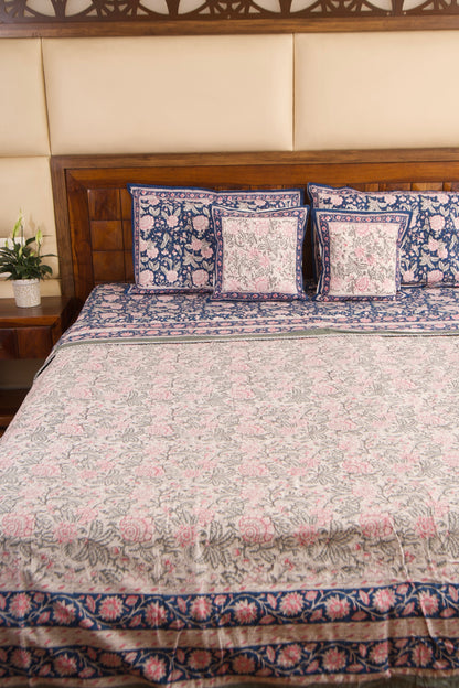 Neel Gulab Bedsheet & Dohar Set