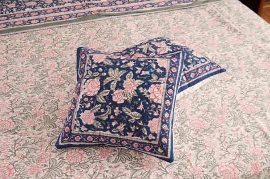 Neel Gulab Cushion Cover