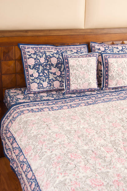 Neel Gulaab Reversible Mulmul Cotton Quilt