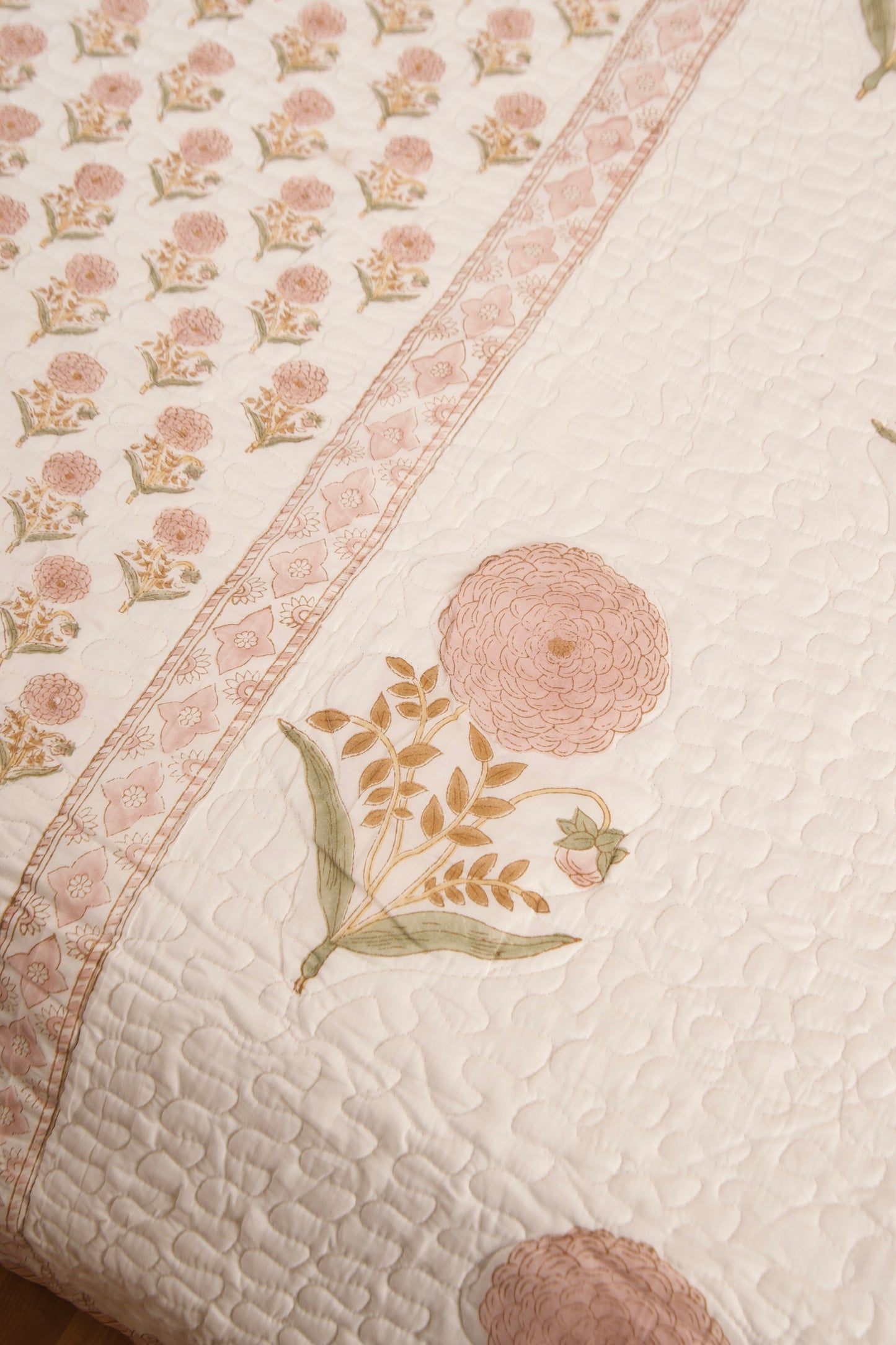 Peach Marigold Bedsheet & Bedcover Set