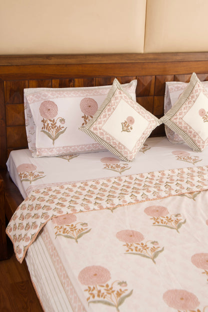 Organic Mulmul Cotton Dohar AC Blanket - Peach Marigold