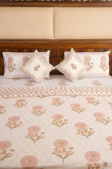 Peach Marigold Bedsheet & Dohar Set