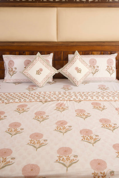 Organic Mulmul Cotton Dohar AC Blanket - Peach Marigold