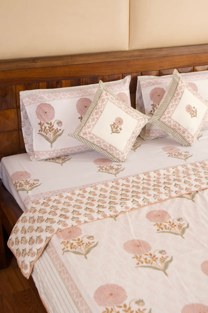 Organic Mulmul Cotton Dohar AC Blanket - Peach Marigold