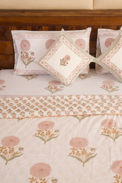 Peach Marigold Bedsheet & Dohar Set
