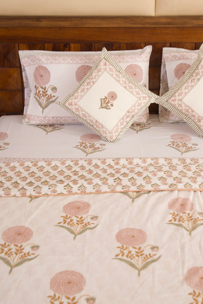 Organic Mulmul Cotton Dohar AC Blanket - Peach Marigold