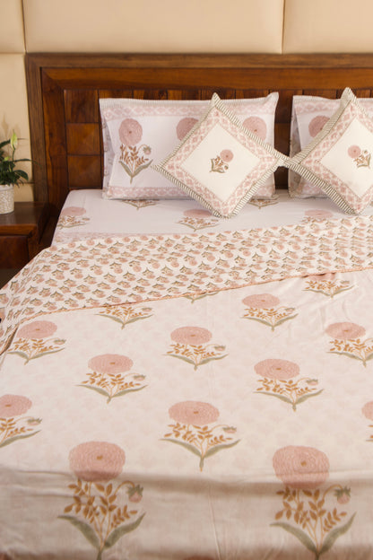 Organic Mulmul Cotton Dohar AC Blanket - Peach Marigold