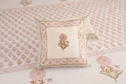 Peach Marigold Canvas Cotton Cushion Cover