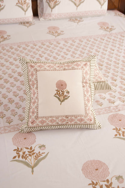 Peach Marigold Canvas Cotton Cushion Cover