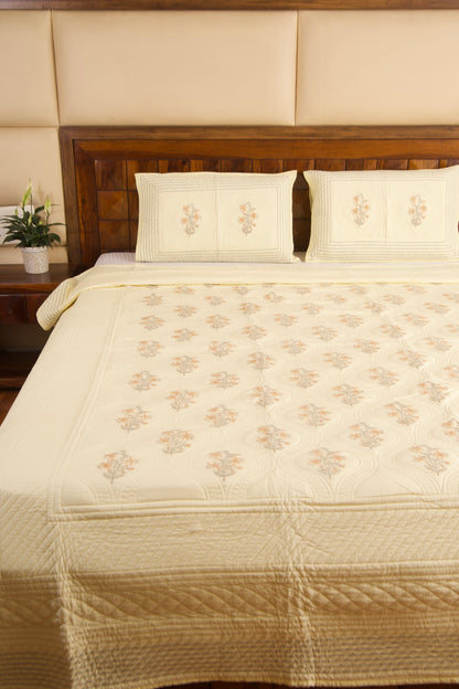 Lime Jasmine Persian Quilted Luxury Bedcover