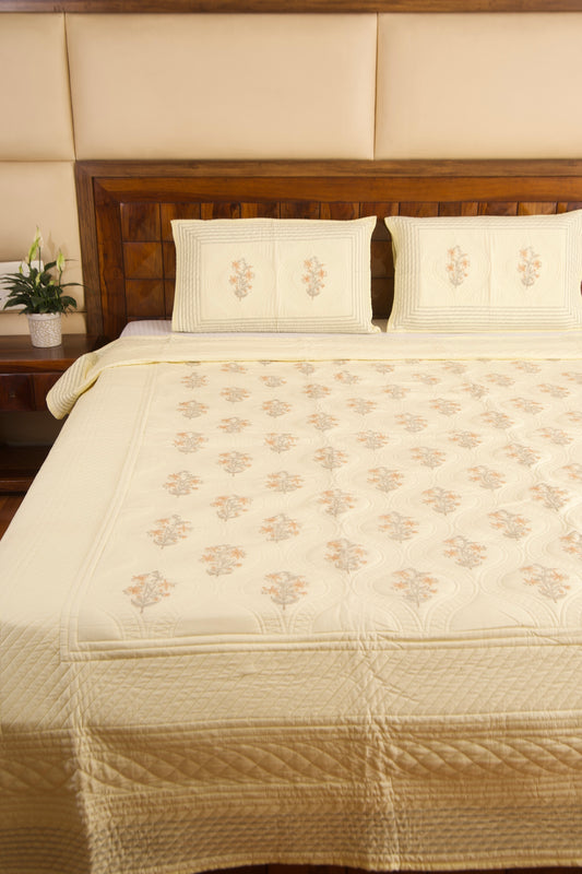 Lime Jasmine Persian Quilted Luxury Bedcover