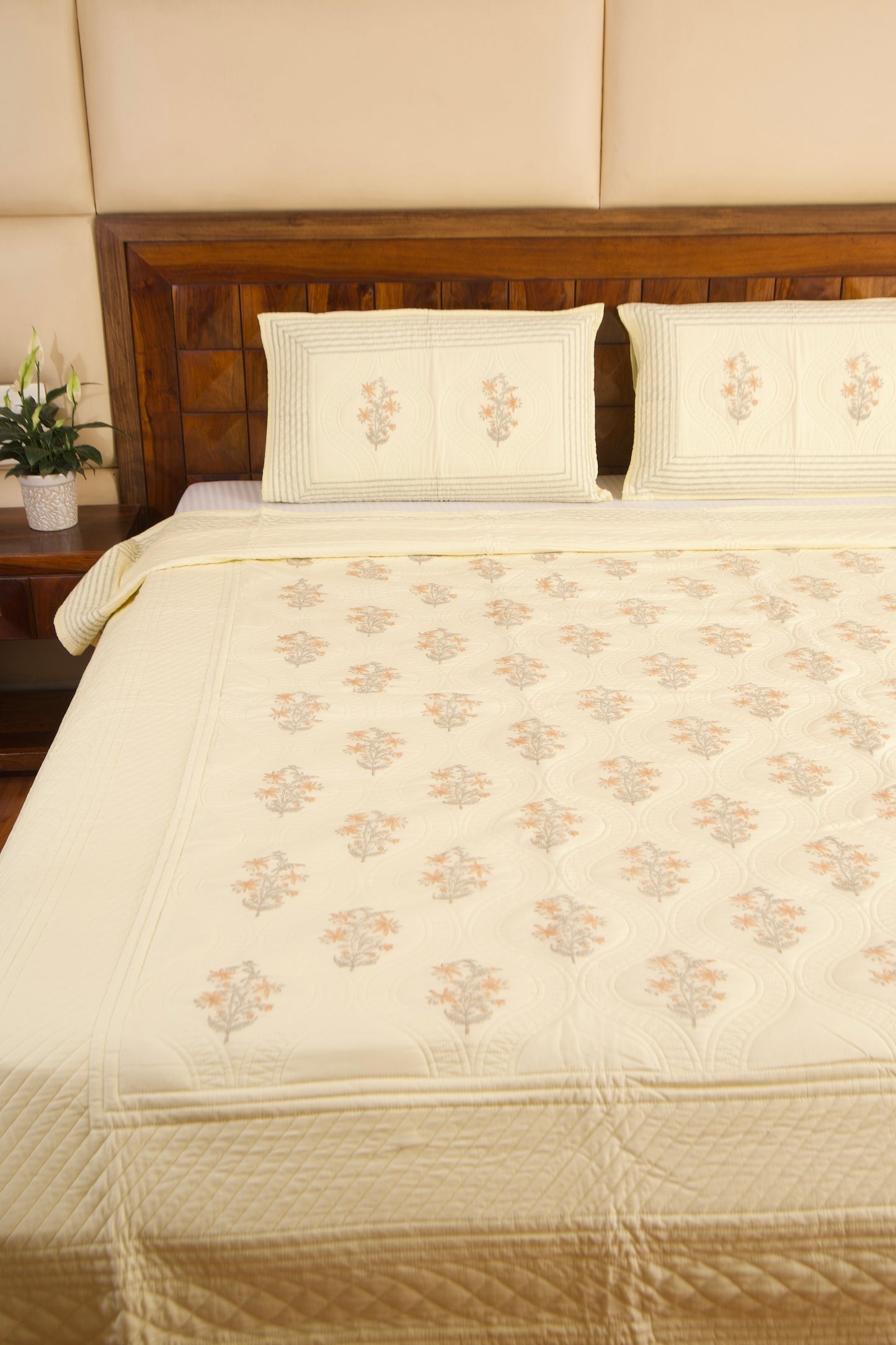 Lime Jasmine Persian Quilted Luxury Bedcover