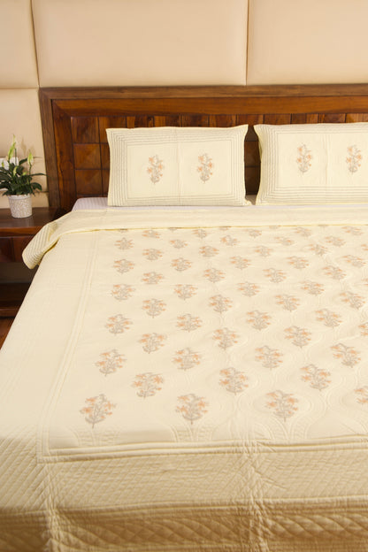 Lime Jasmine Persian Quilted Luxury Bedcover
