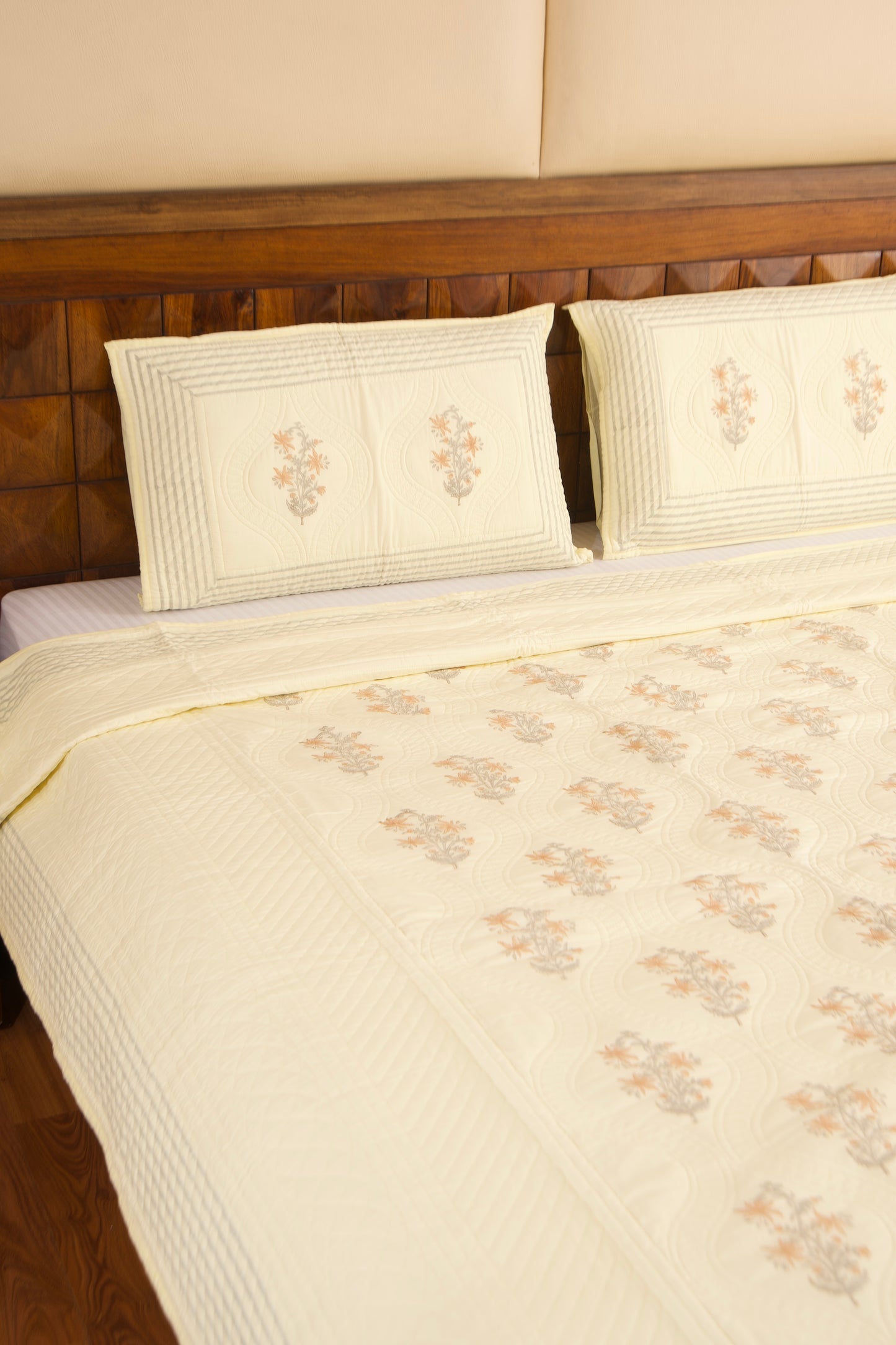 Lime Jasmine Persian Quilted Luxury Bedcover