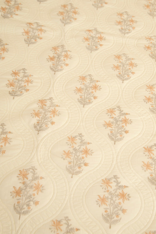 Lime Jasmine Persian Quilted Luxury Bedcover