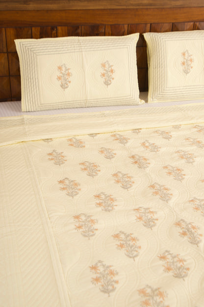 Lime Jasmine Persian Quilted Luxury Bedcover