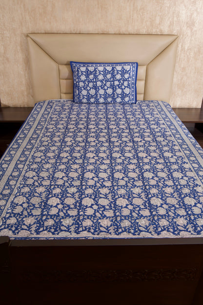 Royal Blue Baugh Percale Cotton Bedsheet-Single