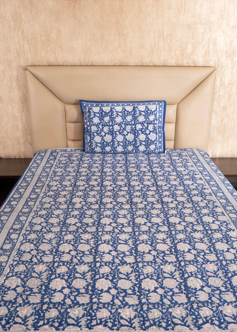 Royal Blue Baugh Percale Cotton Bedsheet-Single