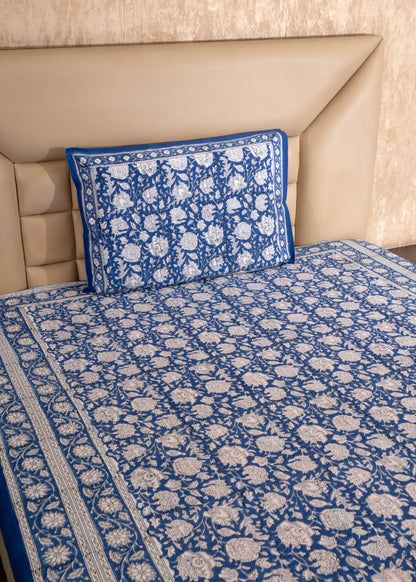 Royal Blue Baugh Percale Cotton Bedsheet-Single