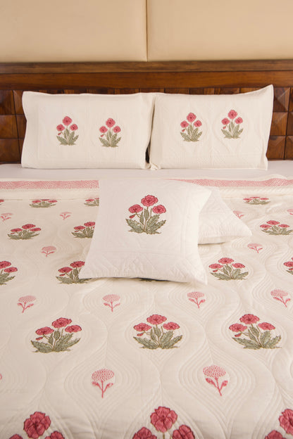 Gulaabi Pankhuri Persian Quilted Luxury Bedcover- California King