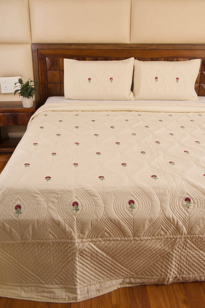 Red Dutch-Beige Persian Quilted Luxury Bedcover- California king