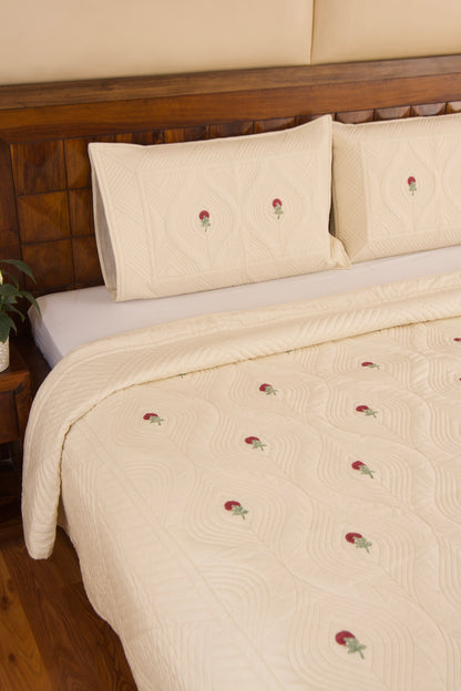 Red Dutch-Beige Persian Quilted Luxury Bedcover- California king