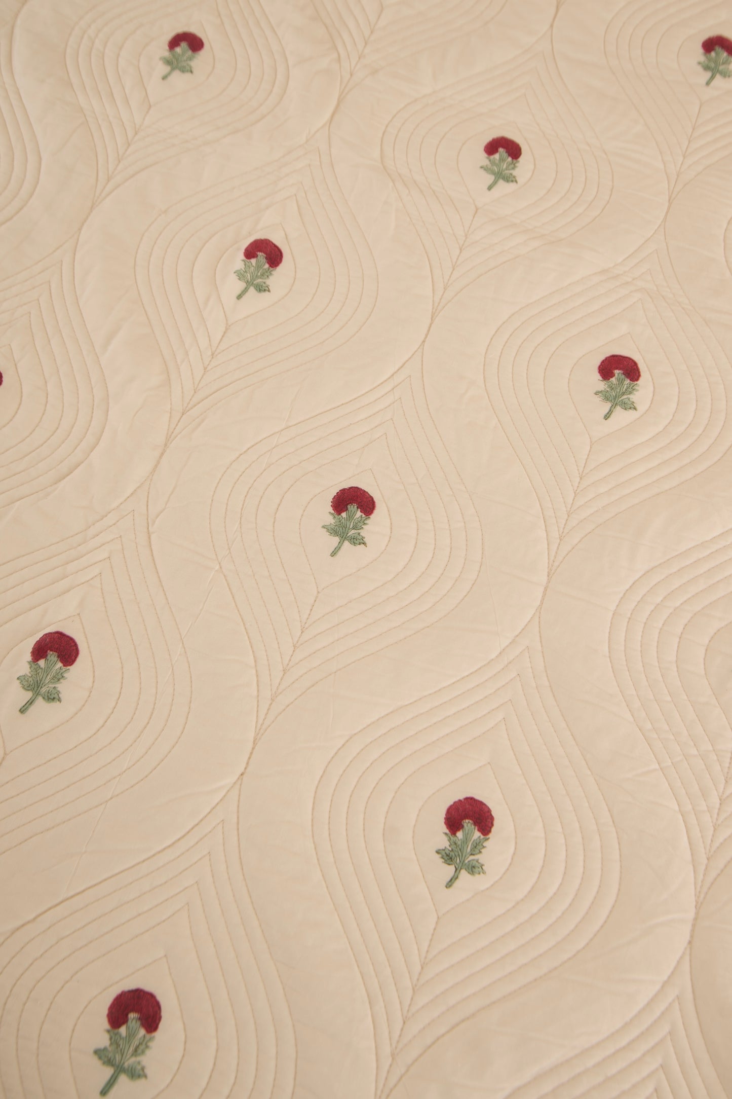 Red Dutch-Beige Persian Quilted Luxury Bedcover- California king