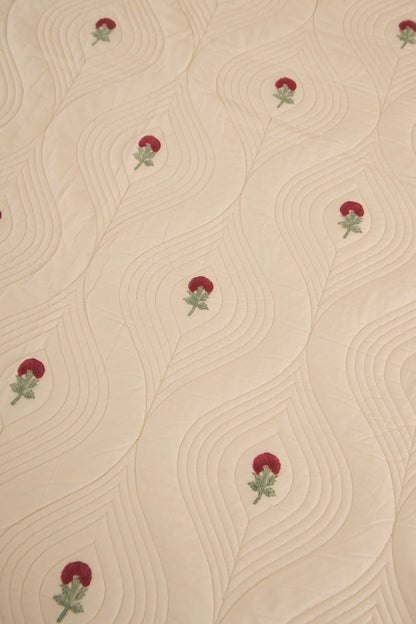 Red Dutch-Beige Persian Quilted Luxury Bedcover- California king