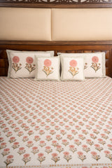 Pink Marigold Chota Phool Percale Cotton Bedsheet