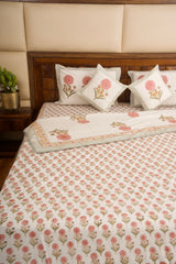 Pink Marigold Chota Phool Bedsheet & Dohar Set