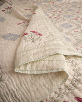 Blue Pink Frame Jaal Reversible Mulmul Cotton Quilt
