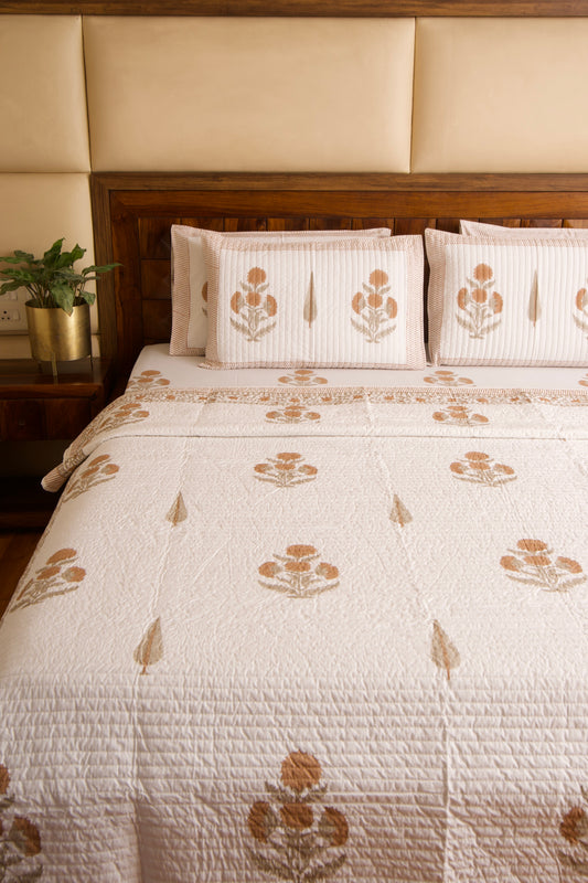 Rusty Poppy Quilted Bedcover