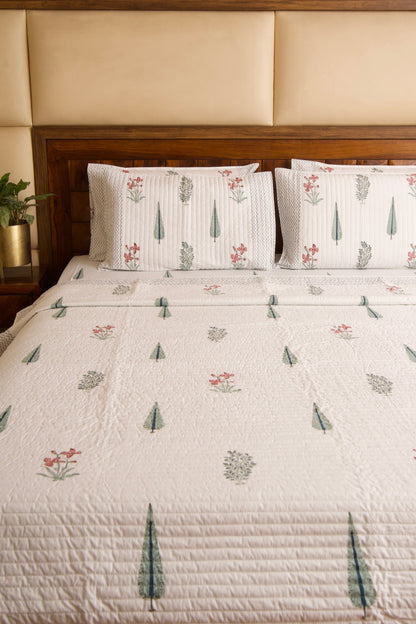 Kaner Bagh Bedsheet & Reversible Bedcover Set