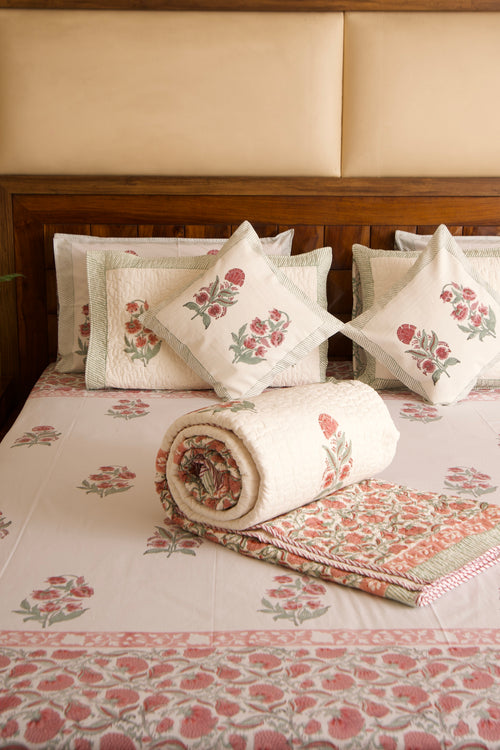 Hibiscus Bedsheet & Two Single Quilt Set