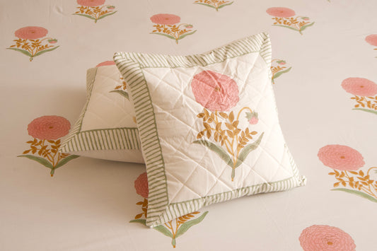 Pink Marigold Cushion Cover
