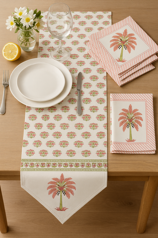 Gulab Khajuri Table set- Runner, Mat & Napkin