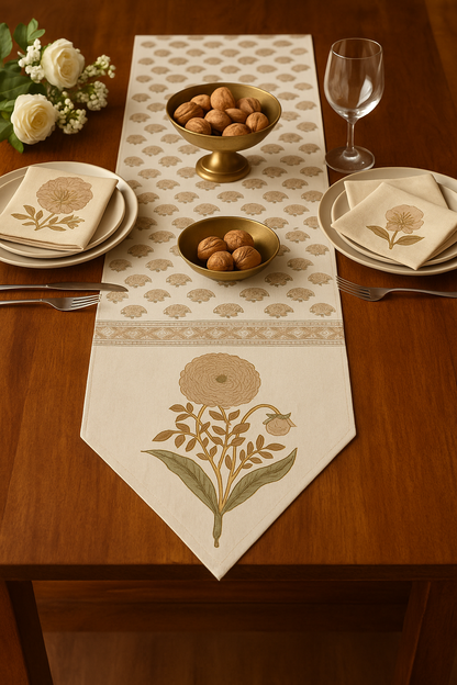 Peach Marigold Table Runner