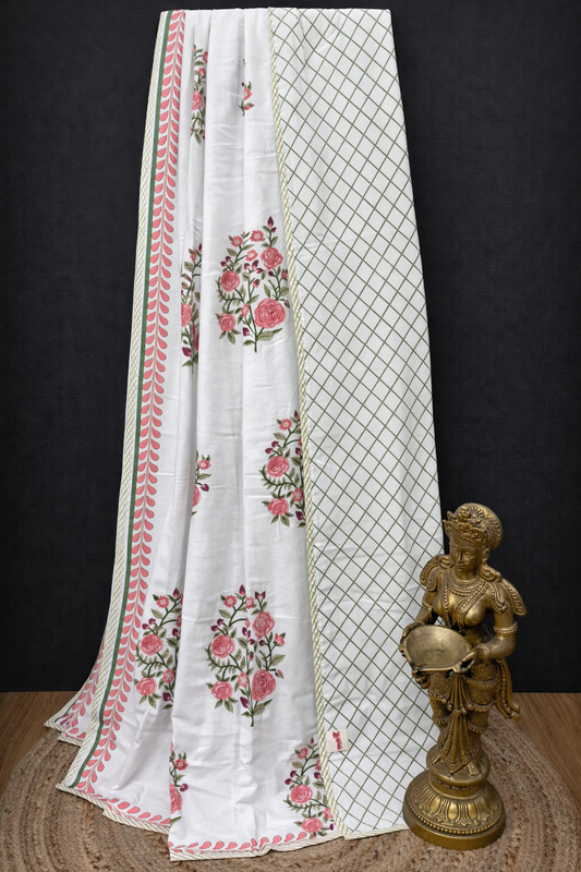 Organic Mulmul Cotton Dohar AC Blanket - Bunch of Roses