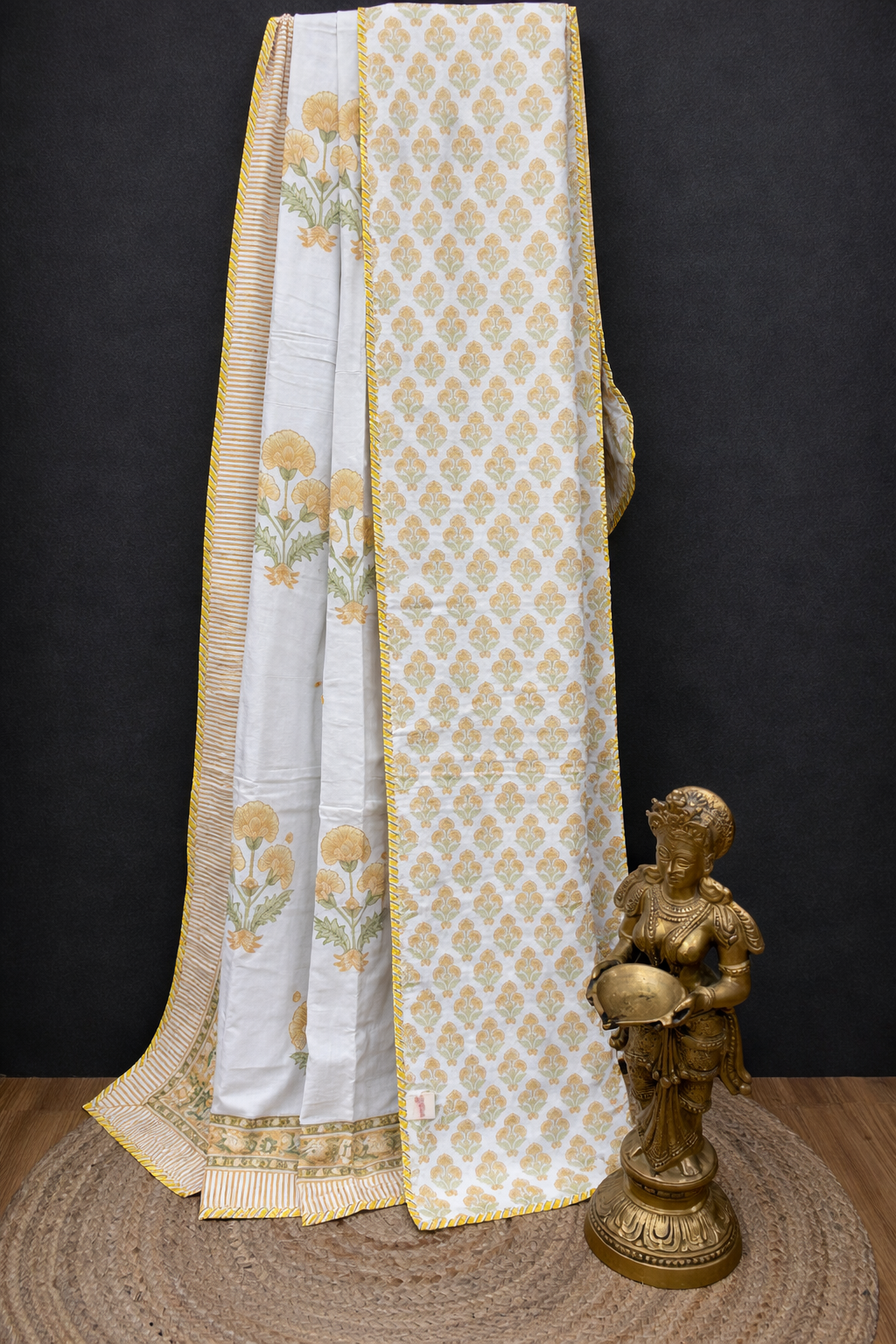 Organic Mulmul Cotton Dohar AC Blanket - Yellow Hibbiscus