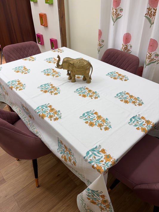 Turquoise Mustard Baugh Table Cover