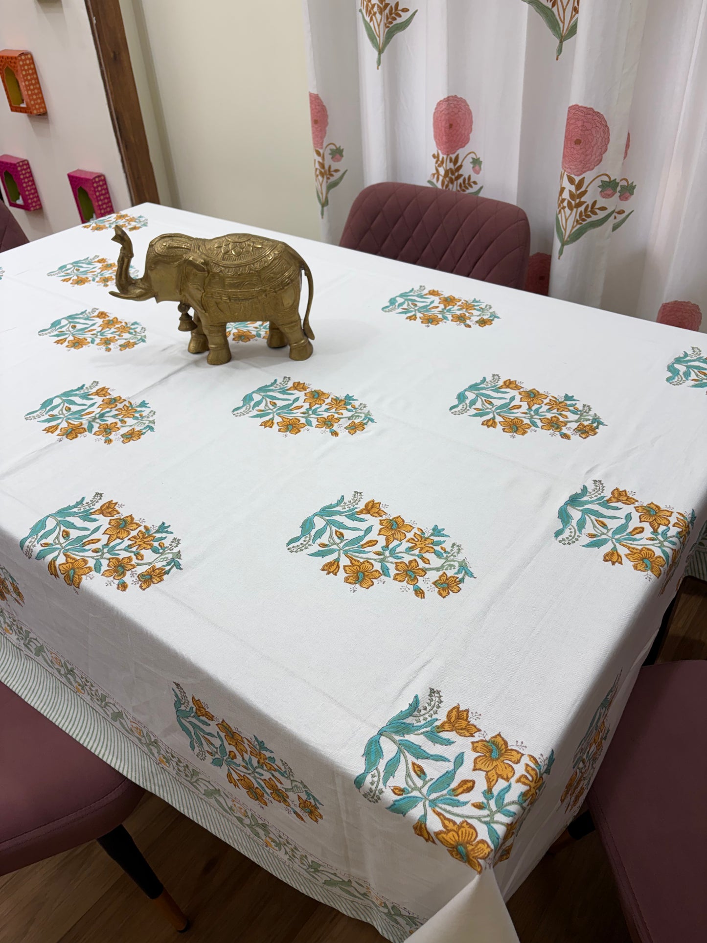 Turquoise Mustard Baugh Table Cover