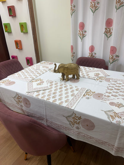 Peach Marigold Table Cover, Mat & Napkin Set