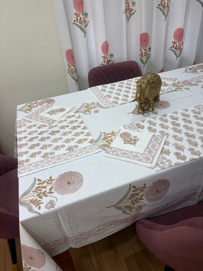 Peach Marigold Table Cover, Mat & Napkin Set