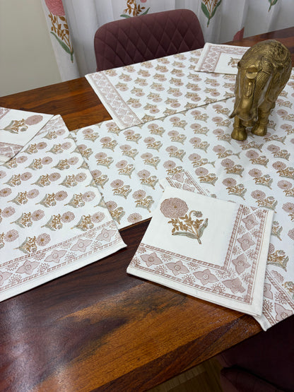 Peach Marigold Table Runner, Mat & Napkin Set