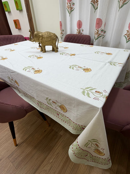 Yellow Green Mughal Jaal Table Cover