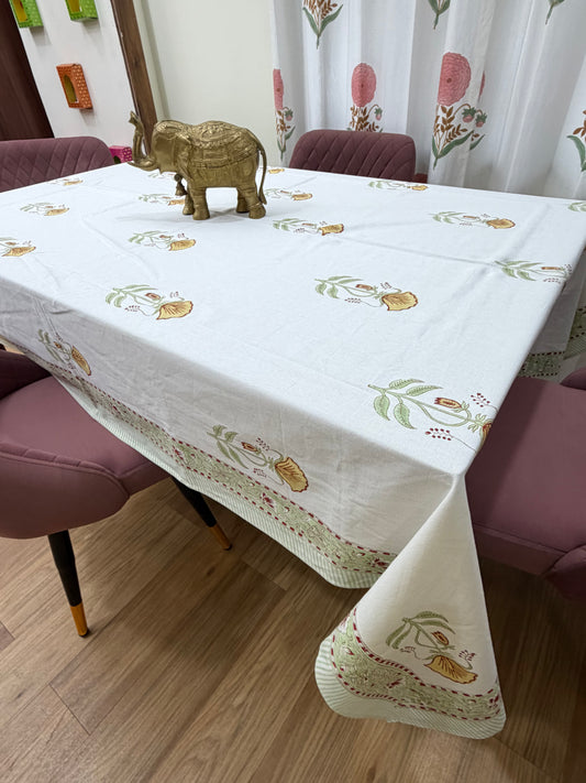 Yellow Green Mughal Jaal Table Cover