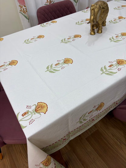 Yellow Green Mughal Jaal Table Cover