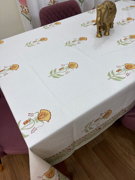 Yellow Green Mughal Jaal Table Cover