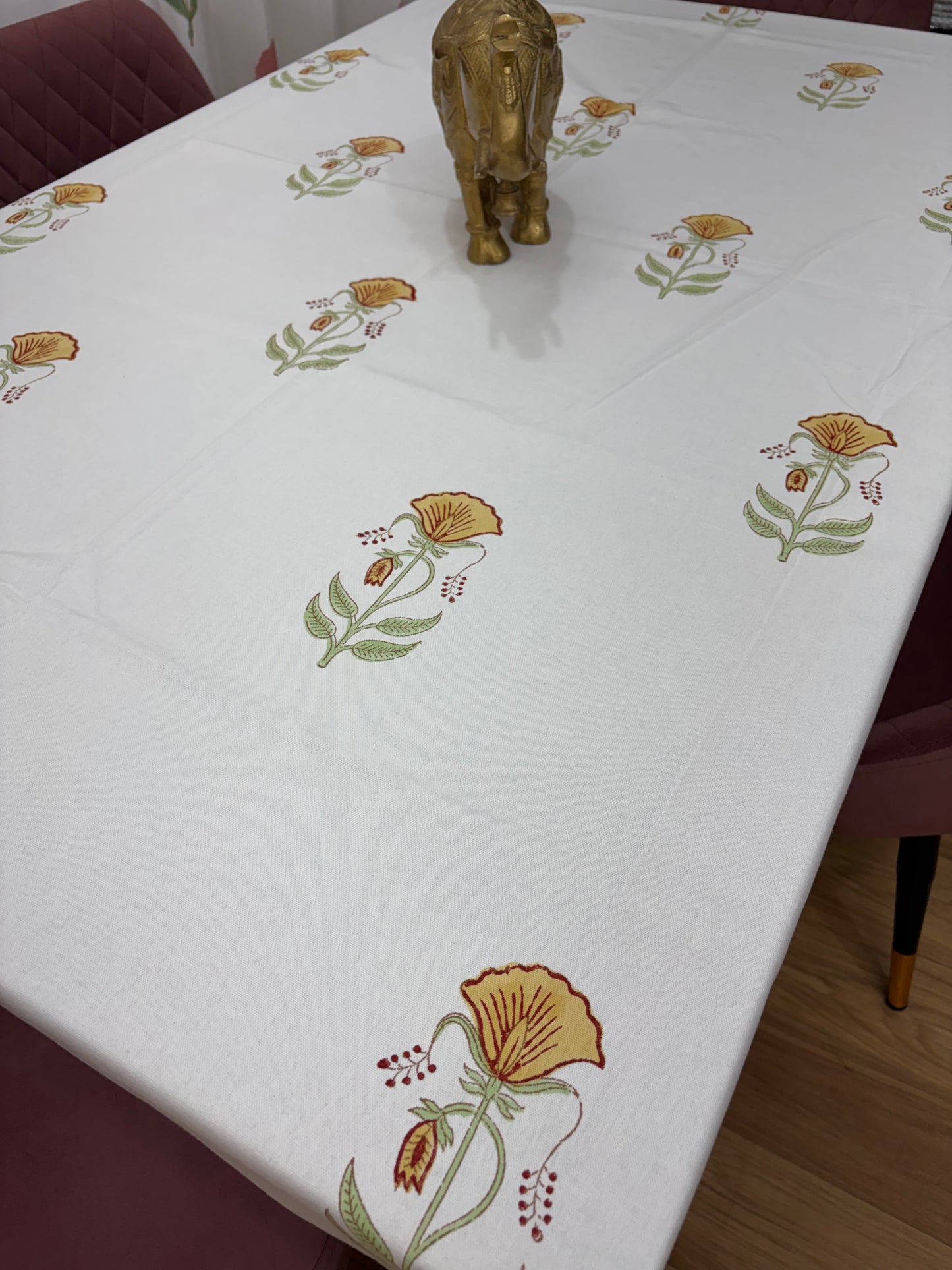 Yellow Green Mughal Jaal Table Cover