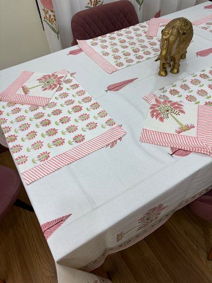 Gulaab Khajuri Table Cover, Mat & Napkin Set